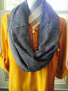 Navy blue & white Infinity Scarf